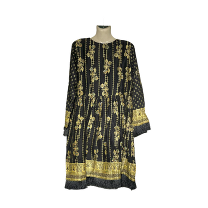Black & Gold Boho Embroidered Kurti #107