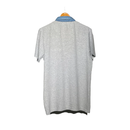 Diesel Jeans Striped Polo T-Shirt with Denim Collar – Casual Sophistication #081