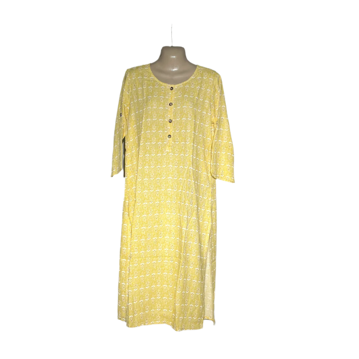 Daren Yellow Printed Button-Front Kurta #108