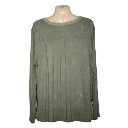 Dunnes Women's Long-Sleeve Pleated Hem Blouse – Olive Green #203