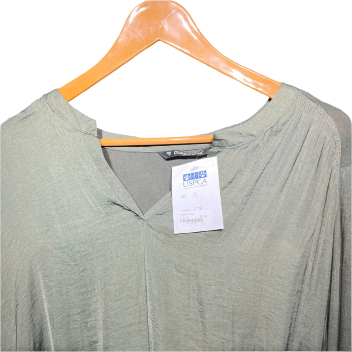 Dunnes Women's Long-Sleeve Pleated Hem Blouse – Olive Green #203