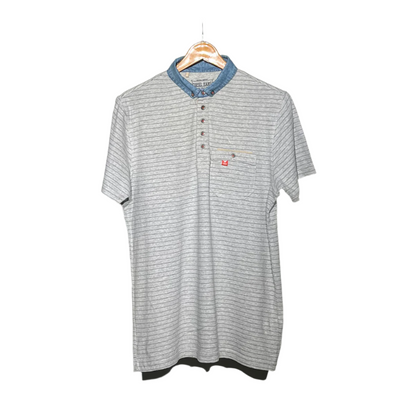 Diesel Jeans Striped Polo T-Shirt with Denim Collar – Casual Sophistication #081