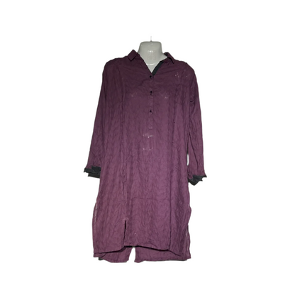 Ideas Plum Textured Button-Down Kurta #106