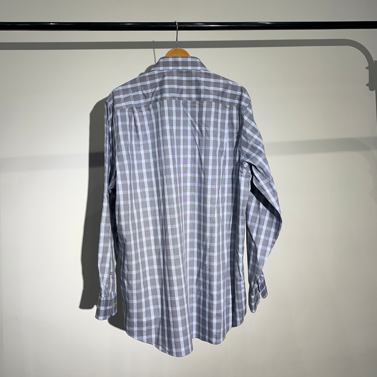 Kirkland Signature Grey Plaid Long Sleeve Shirt #027