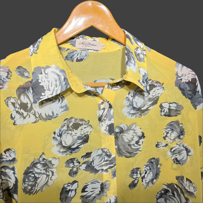 Miss Patina Yellow Floral Button-Up Shirt #183