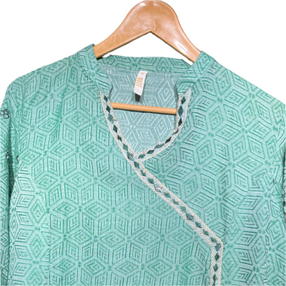 Motif Pastel Green Embroidered Kurta #112