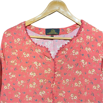 Anarkali Coral Floral Printed Loose-Fit Kurta #105