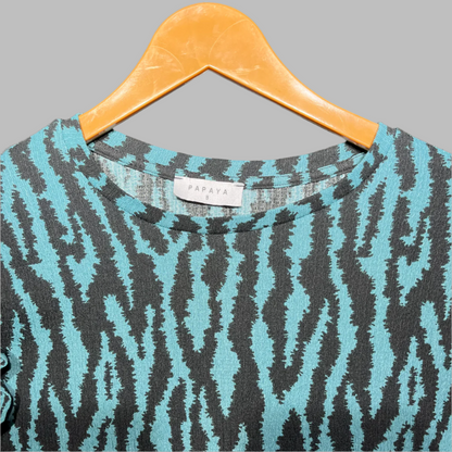 Papaya Blue & Black Zebra Print Long-Sleeve Top #197