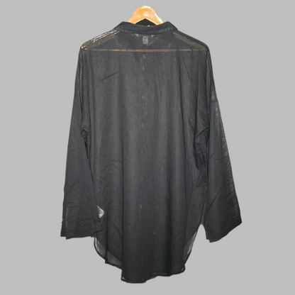 Primark Black Sheer Panel Button-Up Shirt #181