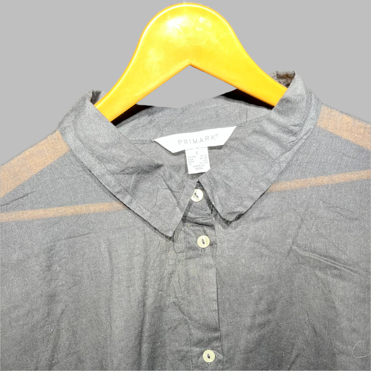 Primark Black Sheer Panel Button-Up Shirt #181