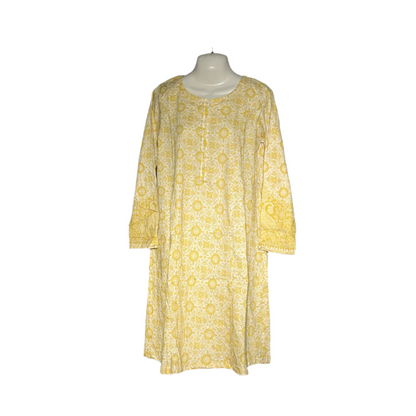Rafia Yellow & White Printed Ethnic Kurti #093