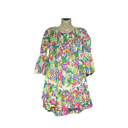 True Destination Tropical Floral Ruffle Dress #101