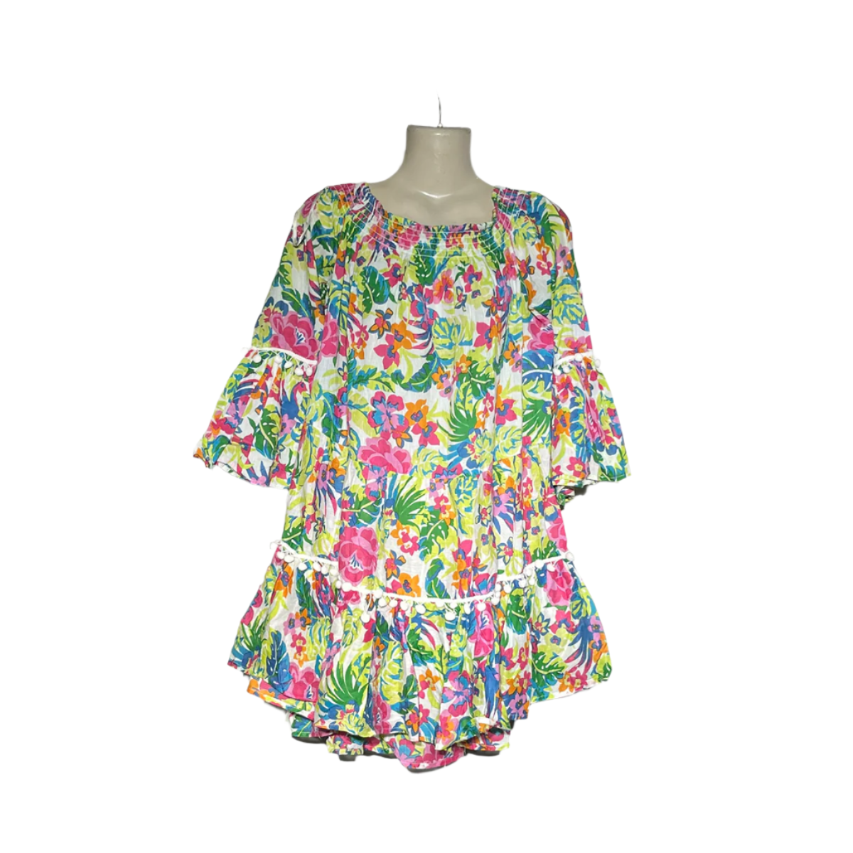 True Destination Tropical Floral Ruffle Dress #101
