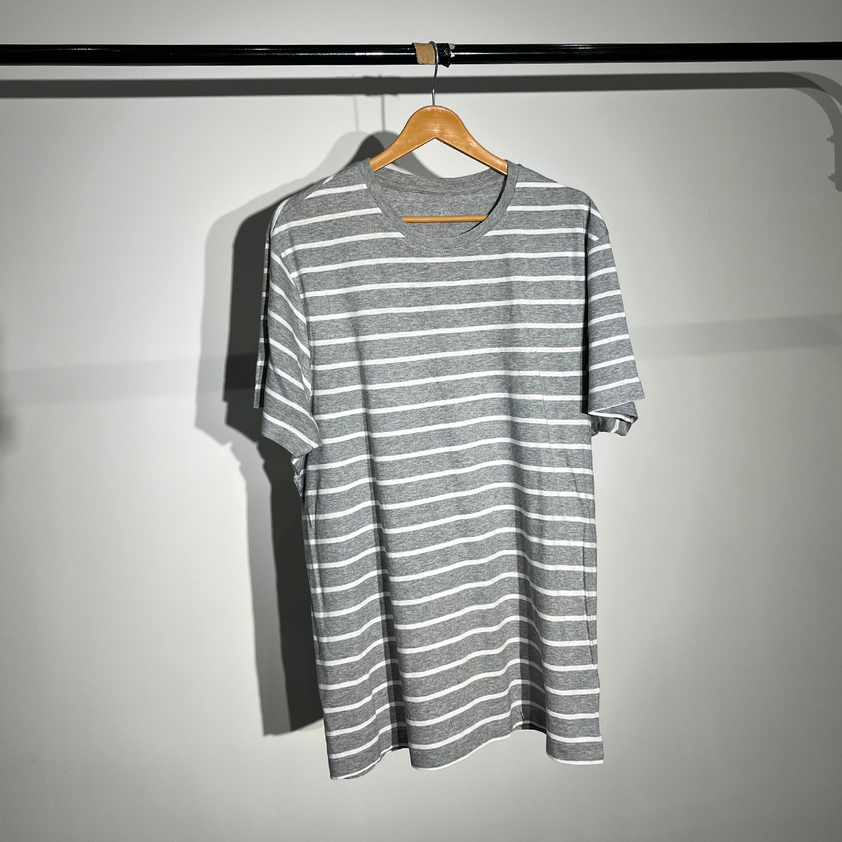 M&S Grey & White Striped T-Shirt #005