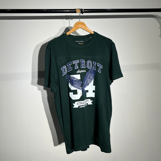 Primark Detroit Graphic Print T-Shirt - Dark Green #012