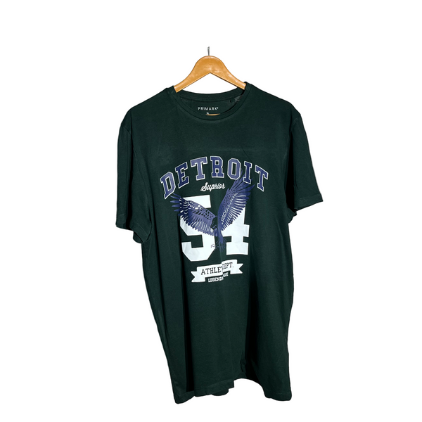 Primark Detroit Graphic Print T-Shirt - Dark Green #012