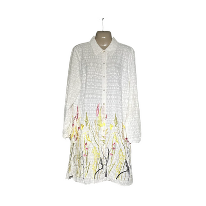 Tahari Embroidered Eyelet Shirt - White #098